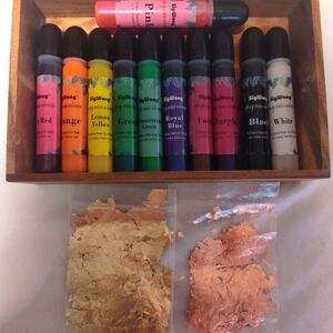SlyWong Pigment Set with Gold and Rose Gold ,Silver Flakes